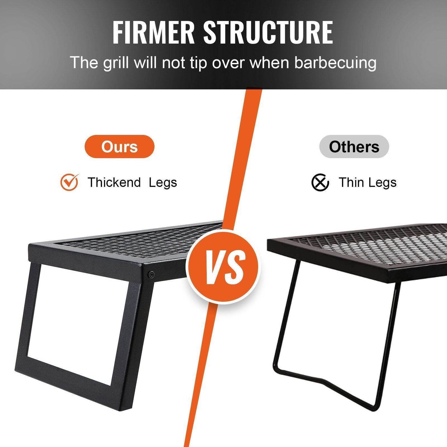 18" Portable Grilling Rack for Outdoor Open Flame Cooking