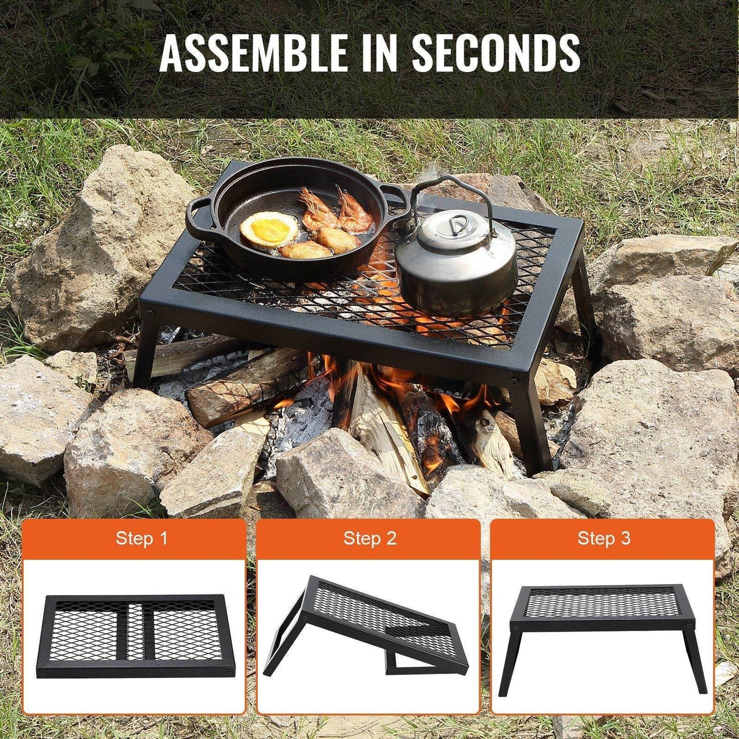 18" Portable Grilling Rack for Outdoor Open Flame Cooking