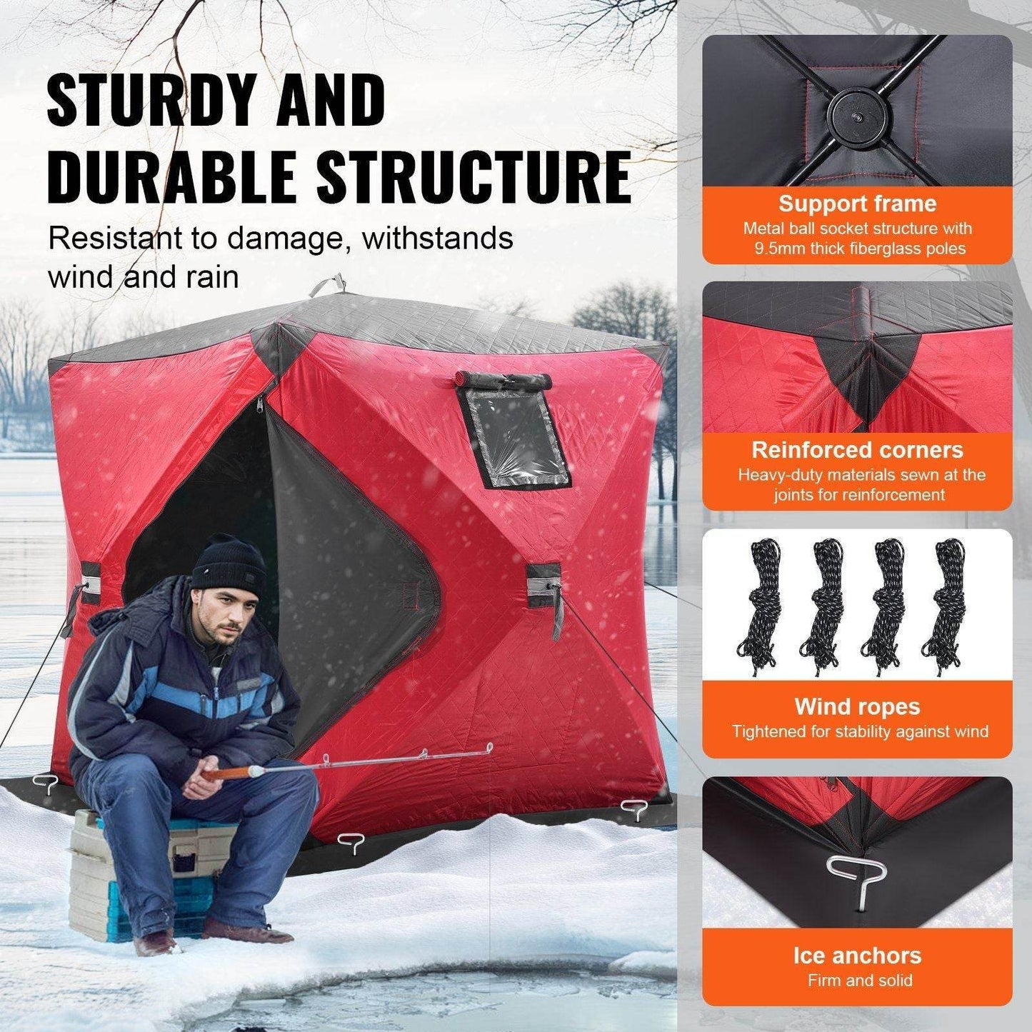 1-2 Person Portable Pop-Up Ice Fishing Shanty Tent