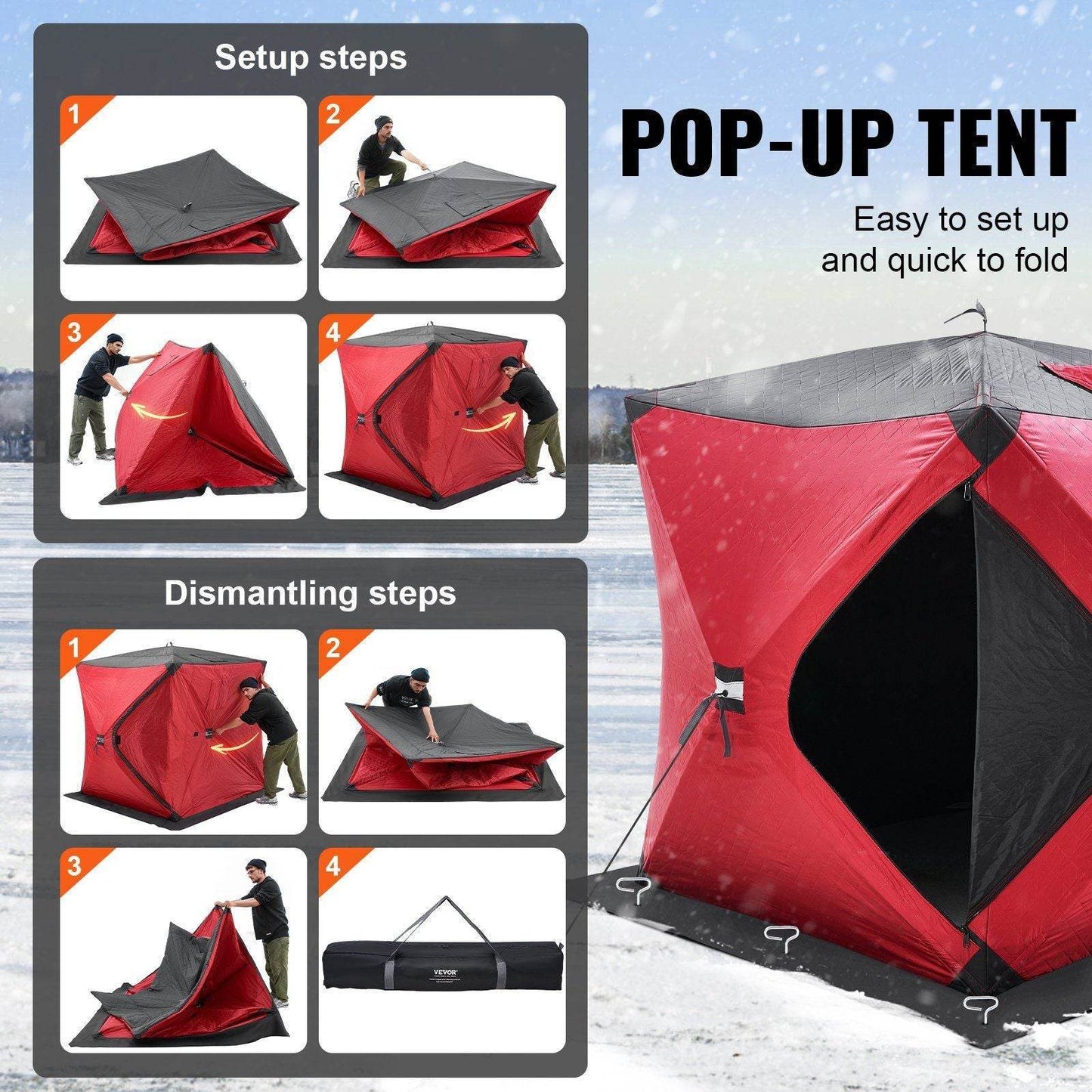 1-2 Person Portable Pop-Up Ice Fishing Shanty Tent