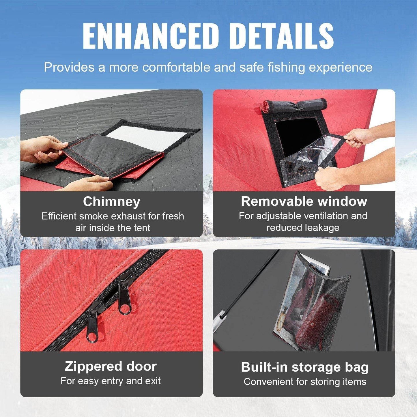 1-2 Person Portable Pop-Up Ice Fishing Shanty Tent