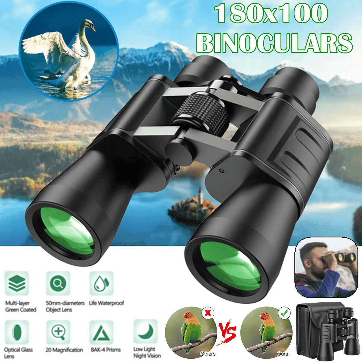 180x100 High-Power Military Binoculars